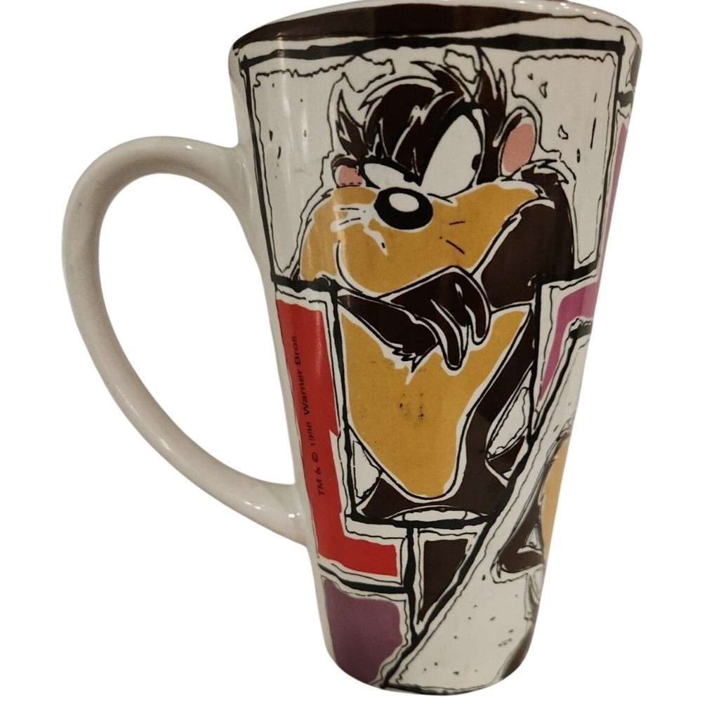 Taz Tazmanian Devil Looney Tunes Tall Latte Coffee Mug Cup Warner Brothers 1998